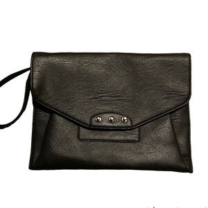 Mossimo Envelope Wristlet Clutch Black Faux Leather